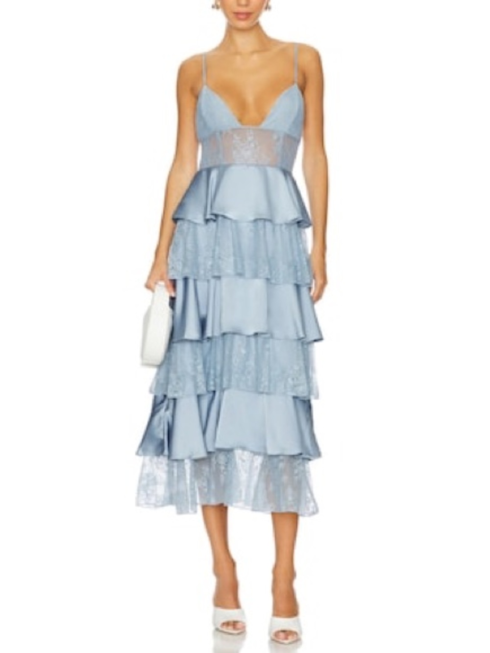 WeWoreWhat Tiered Lace Midi Dress
